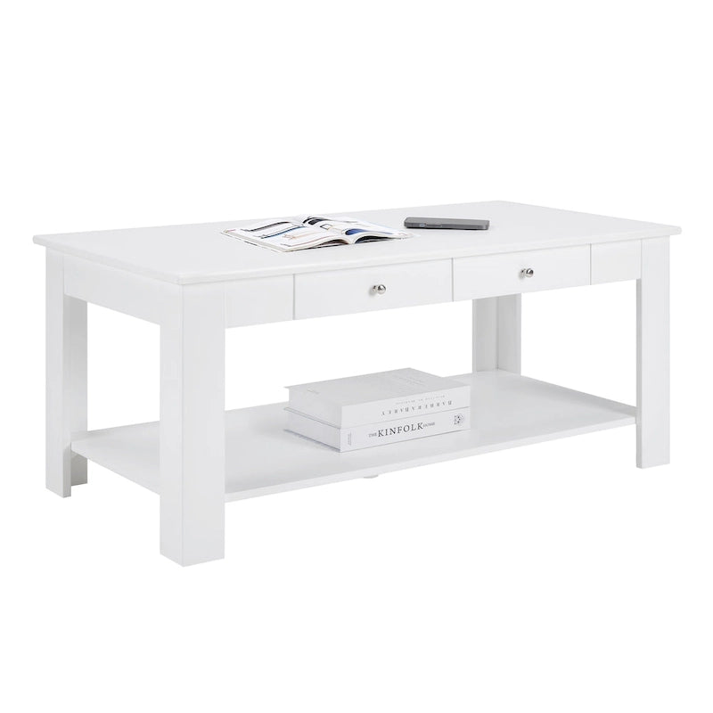 Table basse à 2 tiroirs avec étagère