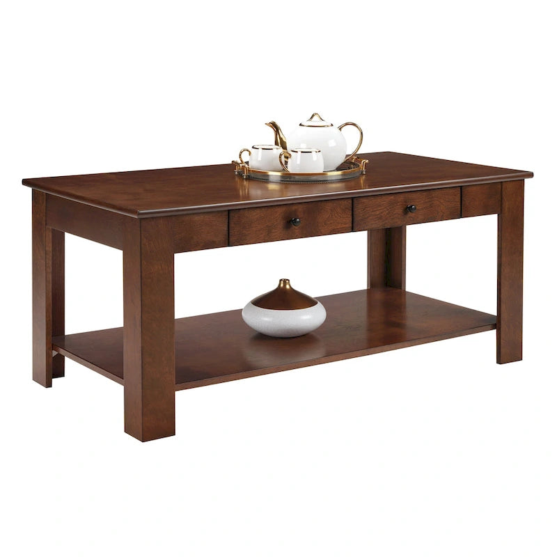 Table basse à 2 tiroirs avec étagère