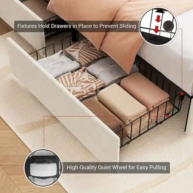 Lit plateforme rembourré en velours
