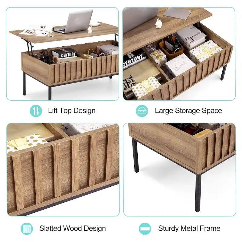 Table basse en bois, table basse relevable