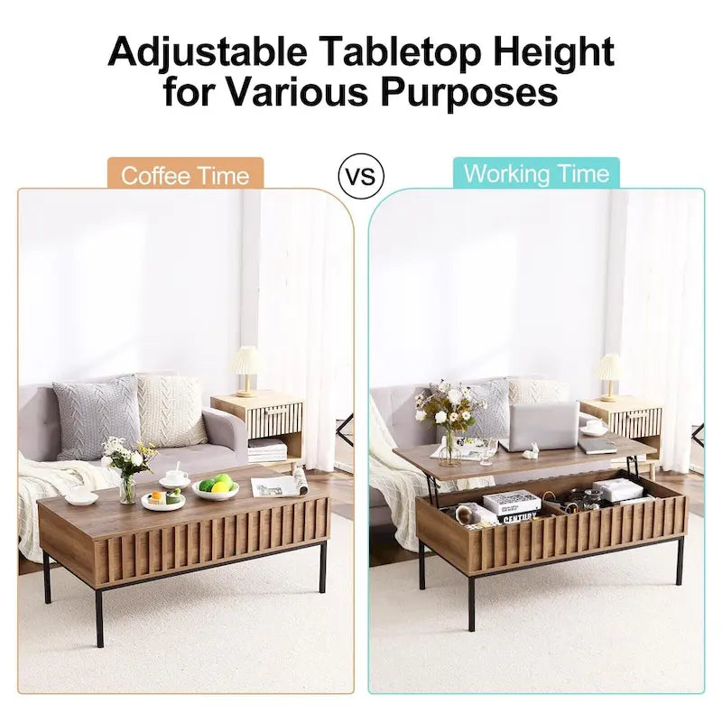 Table basse en bois, table basse relevable