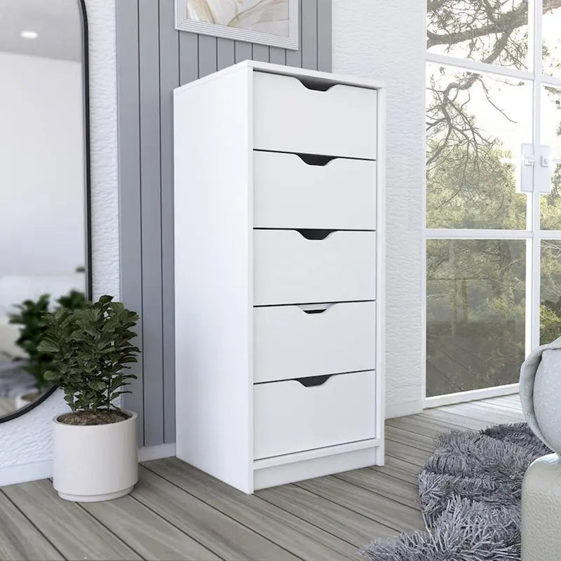 Commode verticale moderne à 5 tiroirs pour chambre à coucher 45,7 cm