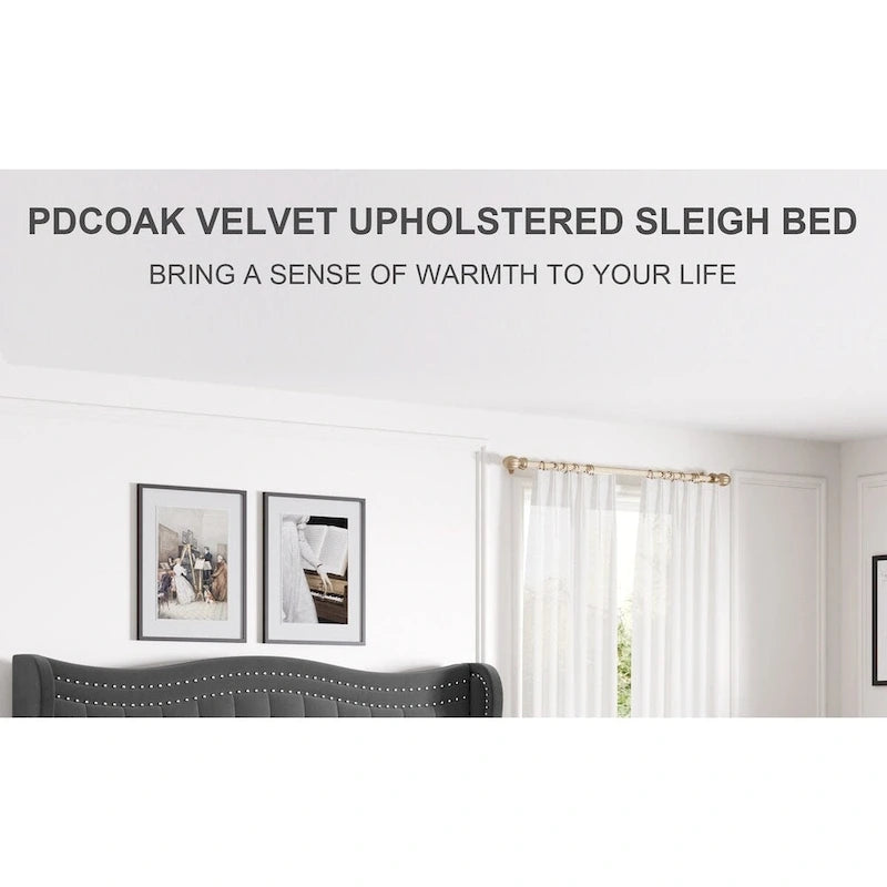Lit Plateforme King Size en Velours Style Moderne