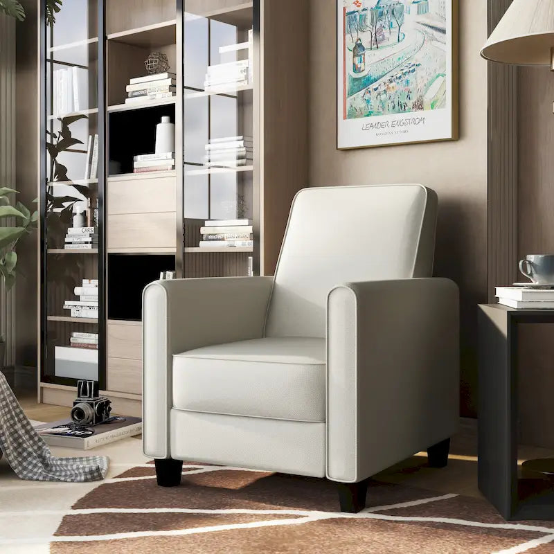 Fauteuil inclinable matelassé en tissu avec passepoil
