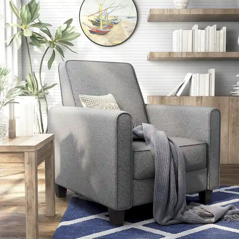 Fauteuil inclinable matelassé en tissu avec passepoil