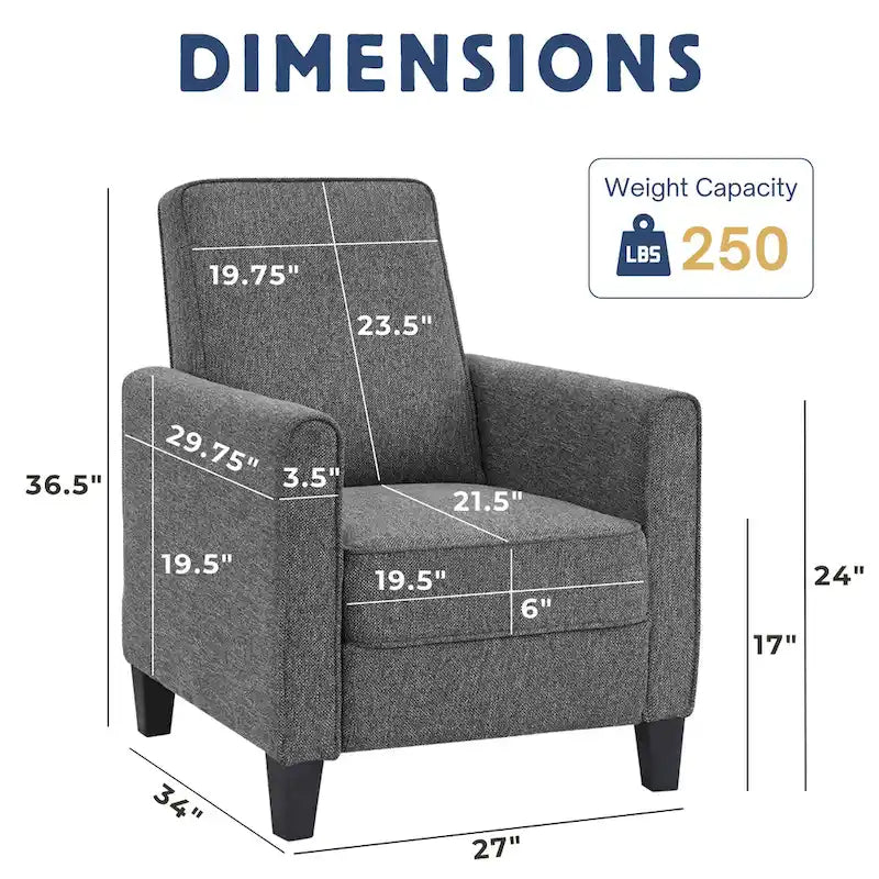Fauteuil inclinable matelassé en tissu avec passepoil