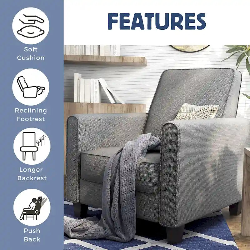 Fauteuil inclinable matelassé en tissu avec passepoil