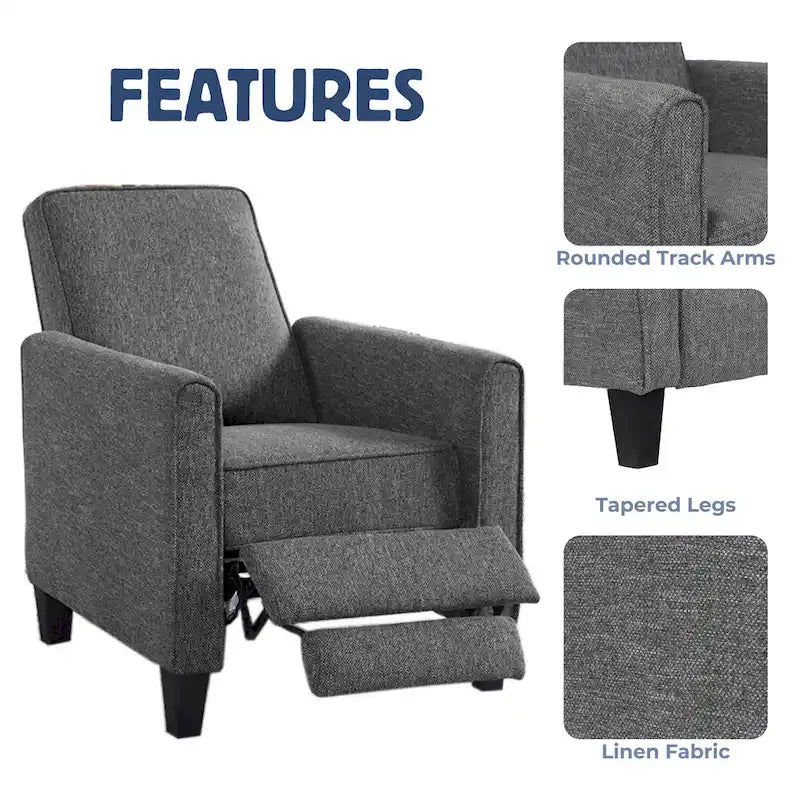Fauteuil inclinable matelassé en tissu avec passepoil