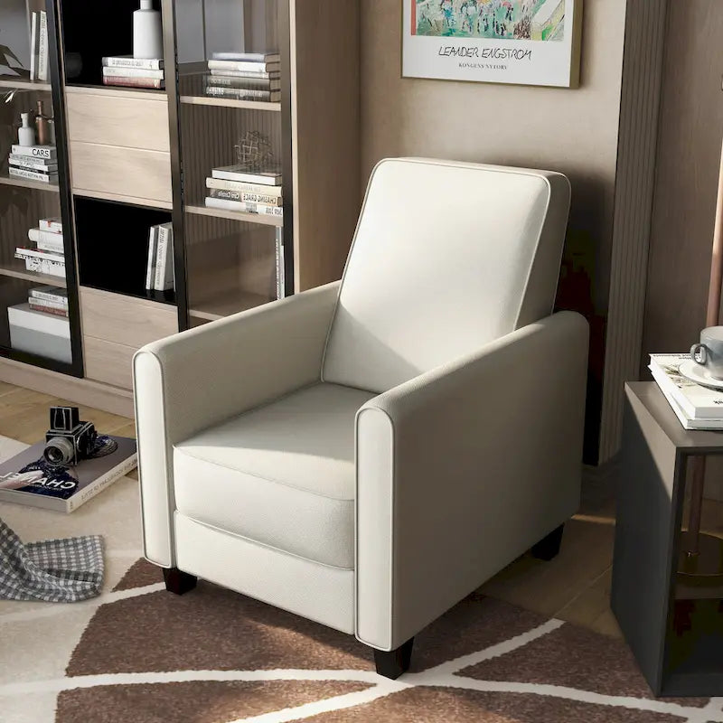 Fauteuil inclinable matelassé en tissu avec passepoil