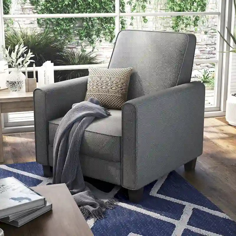 Fauteuil inclinable matelassé en tissu avec passepoil