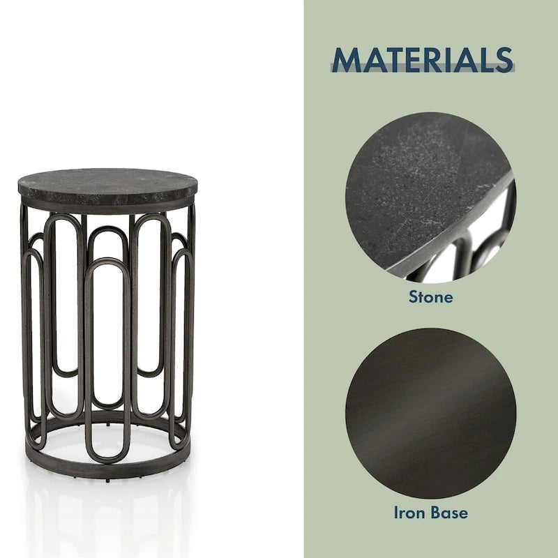 Table d'appoint ronde moderne avec plateau en marbre
