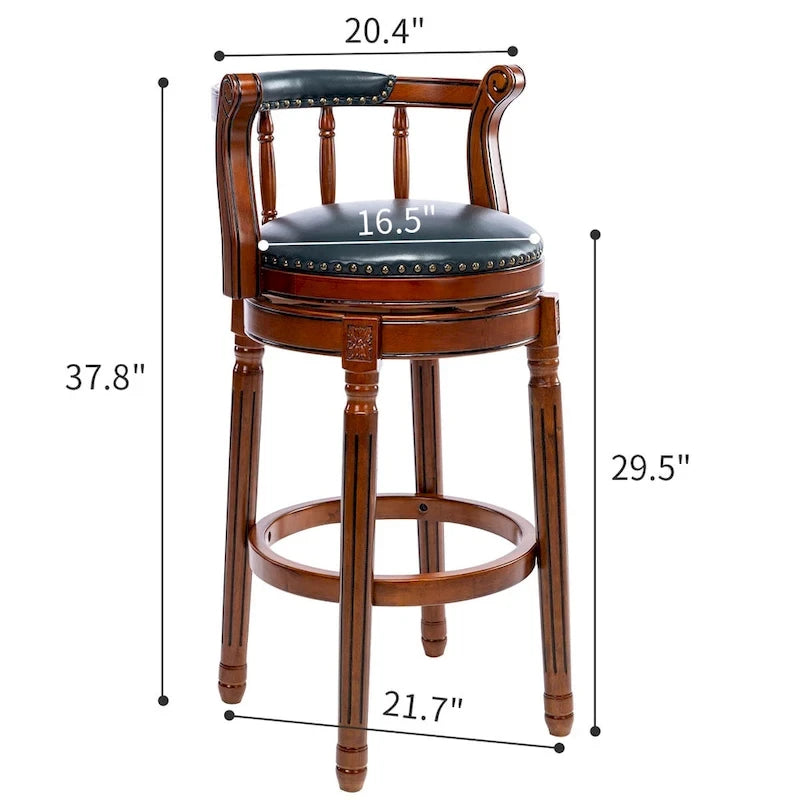 Tabourets de bar en cuir et en bois