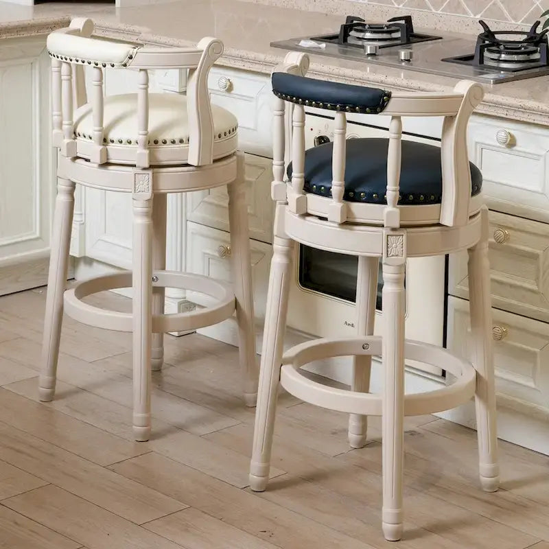 Tabourets de bar en cuir et en bois