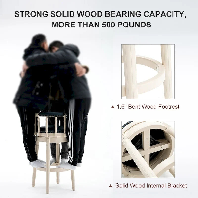 Tabourets de bar en cuir et en bois