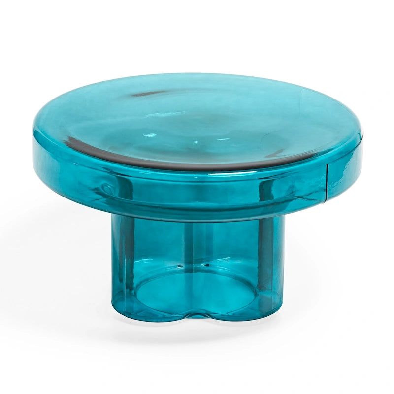 Table basse d'appoint ronde en verre à fleurs, style artistique moderne