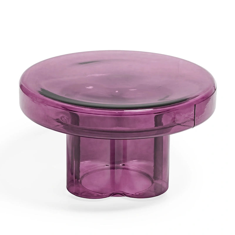Table basse d'appoint ronde en verre à fleurs, style artistique moderne