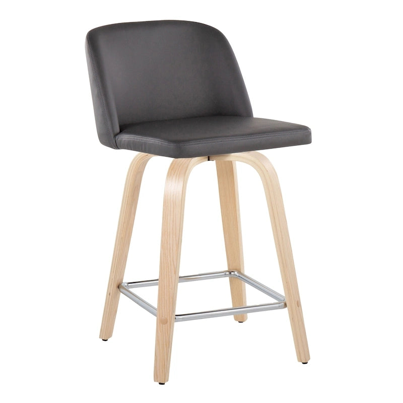 Tabouret de comptoir de 24 po avec base en bois naturel (ensemble de 2)