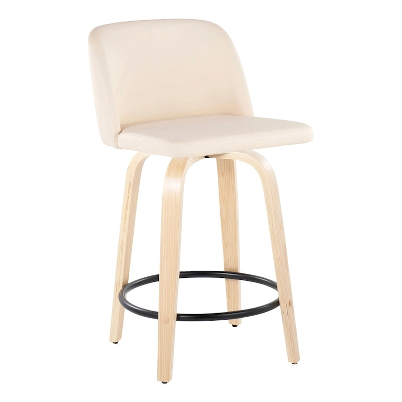 Tabouret de comptoir de 24 po avec base en bois naturel (ensemble de 2)