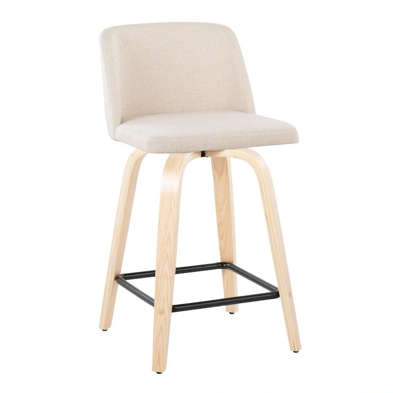 Tabouret de comptoir de 24 po avec base en bois naturel (ensemble de 2)