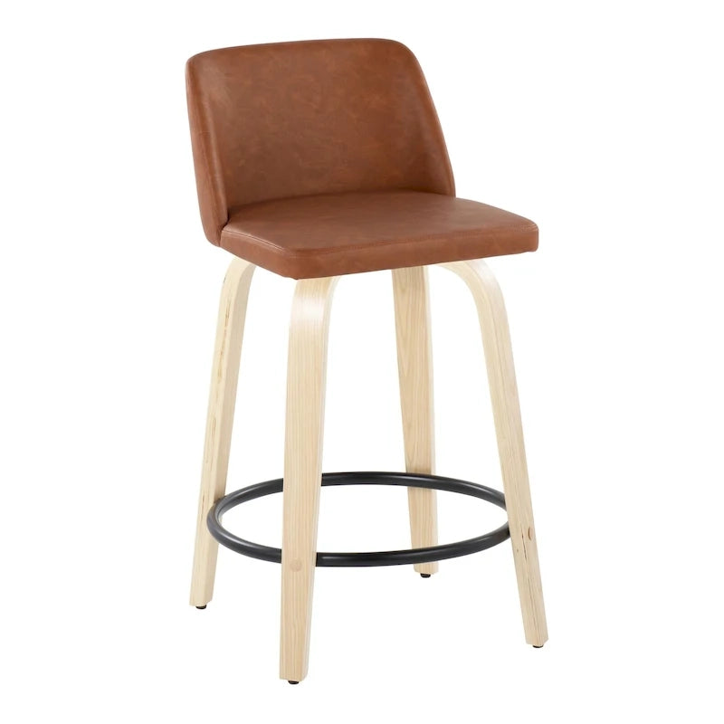 Tabouret de comptoir de 24 po avec base en bois naturel (ensemble de 2)