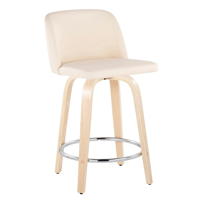 Tabouret de comptoir de 24 po avec base en bois naturel (ensemble de 2)