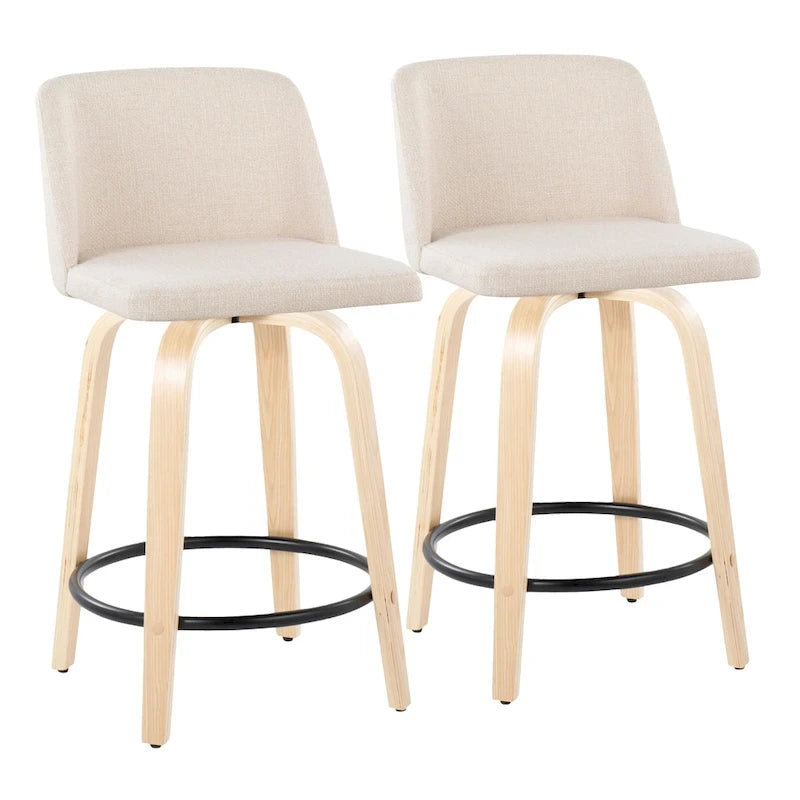 Tabouret de comptoir de 24 po avec base en bois naturel (ensemble de 2)