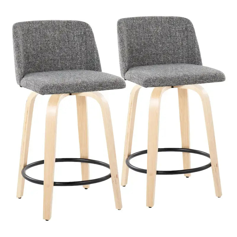 Tabouret de comptoir de 24 po avec base en bois naturel (ensemble de 2)