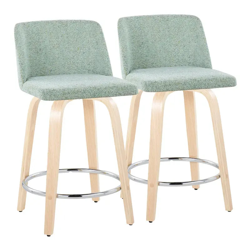 Tabouret de comptoir de 24 po avec base en bois naturel (ensemble de 2)