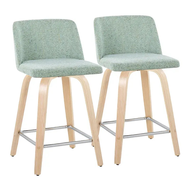 Tabouret de comptoir de 24 po avec base en bois naturel (ensemble de 2)