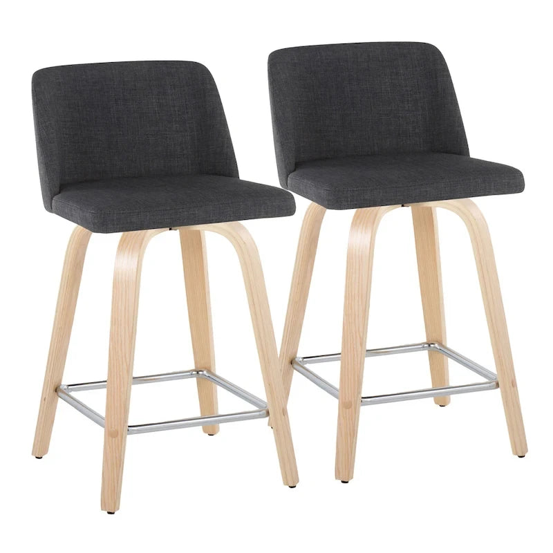 Tabouret de comptoir de 24 po avec base en bois naturel (ensemble de 2)