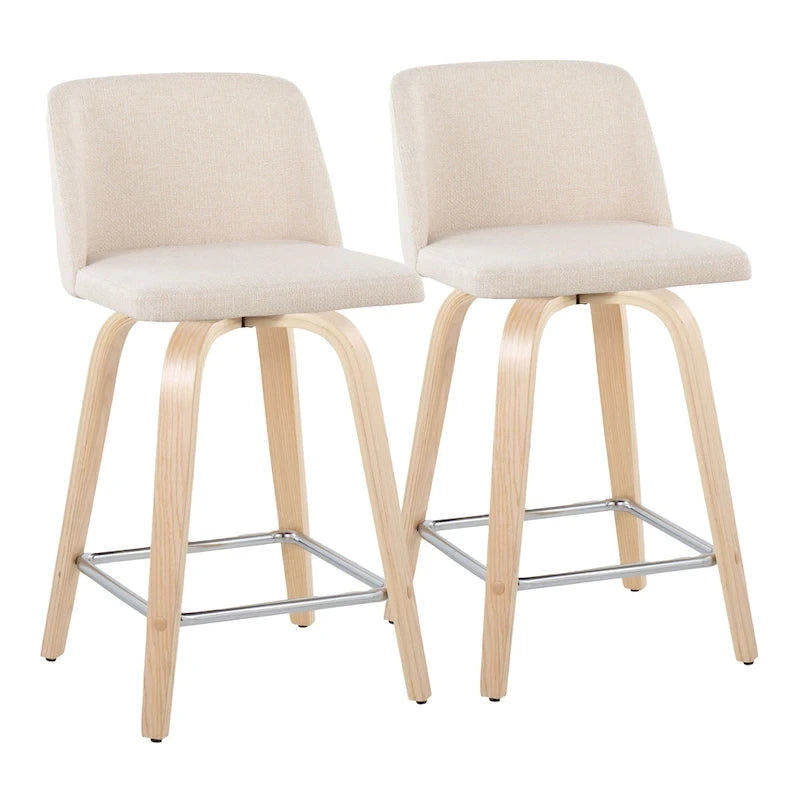 Tabouret de comptoir de 24 po avec base en bois naturel (ensemble de 2)