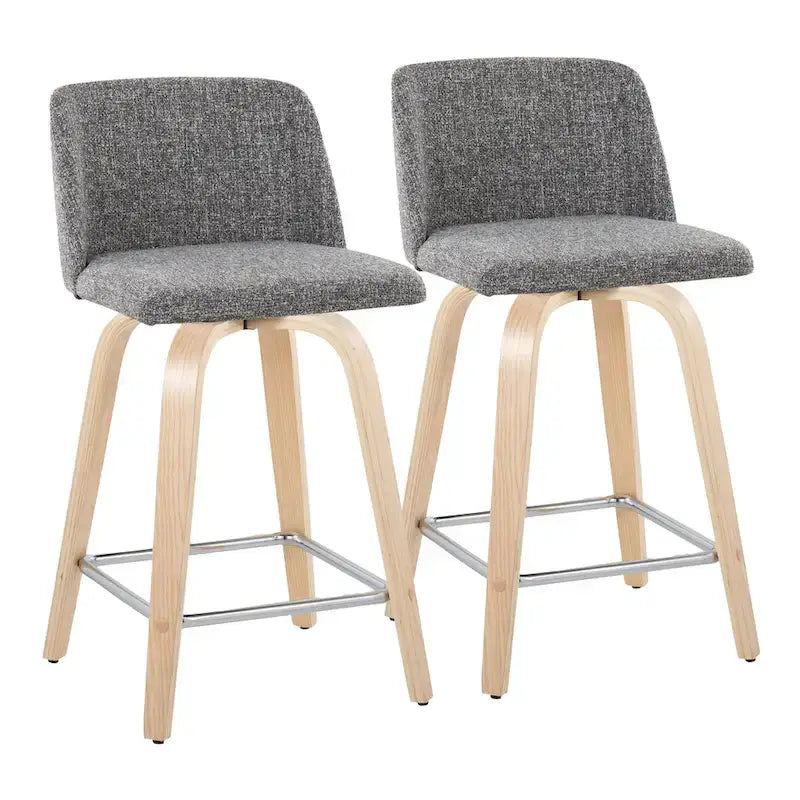 Tabouret de comptoir de 24 po avec base en bois naturel (ensemble de 2)