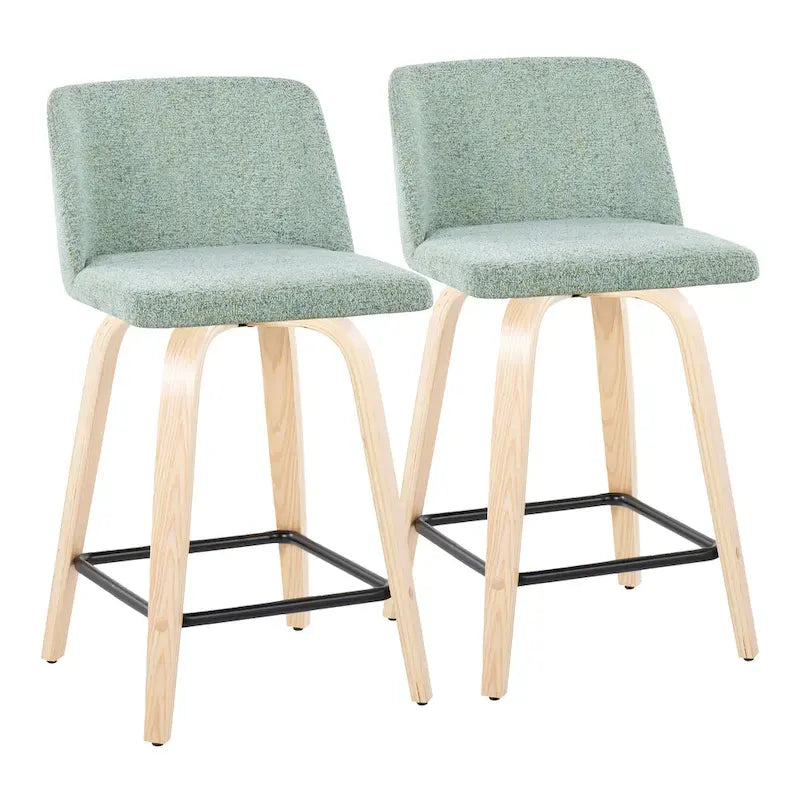 Tabouret de comptoir de 24 po avec base en bois naturel (ensemble de 2)