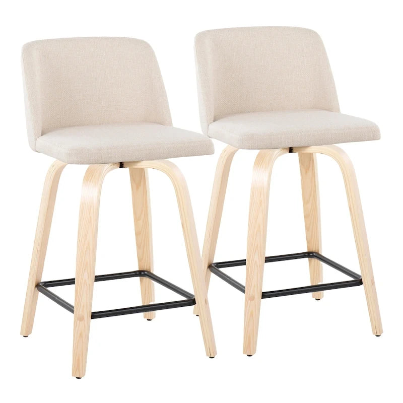 Tabouret de comptoir de 24 po avec base en bois naturel (ensemble de 2)