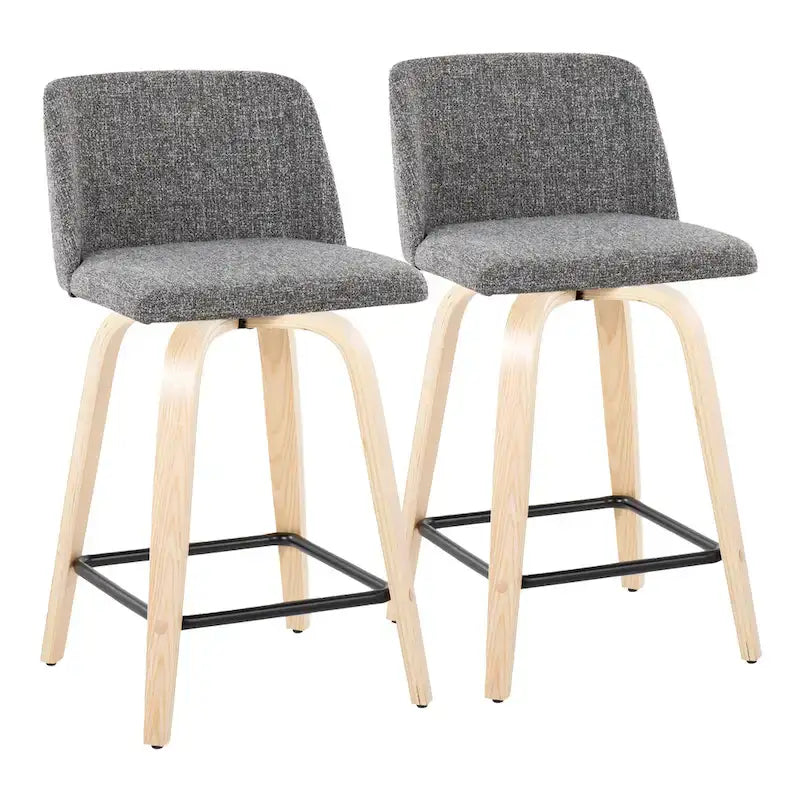 Tabouret de comptoir de 24 po avec base en bois naturel (ensemble de 2)