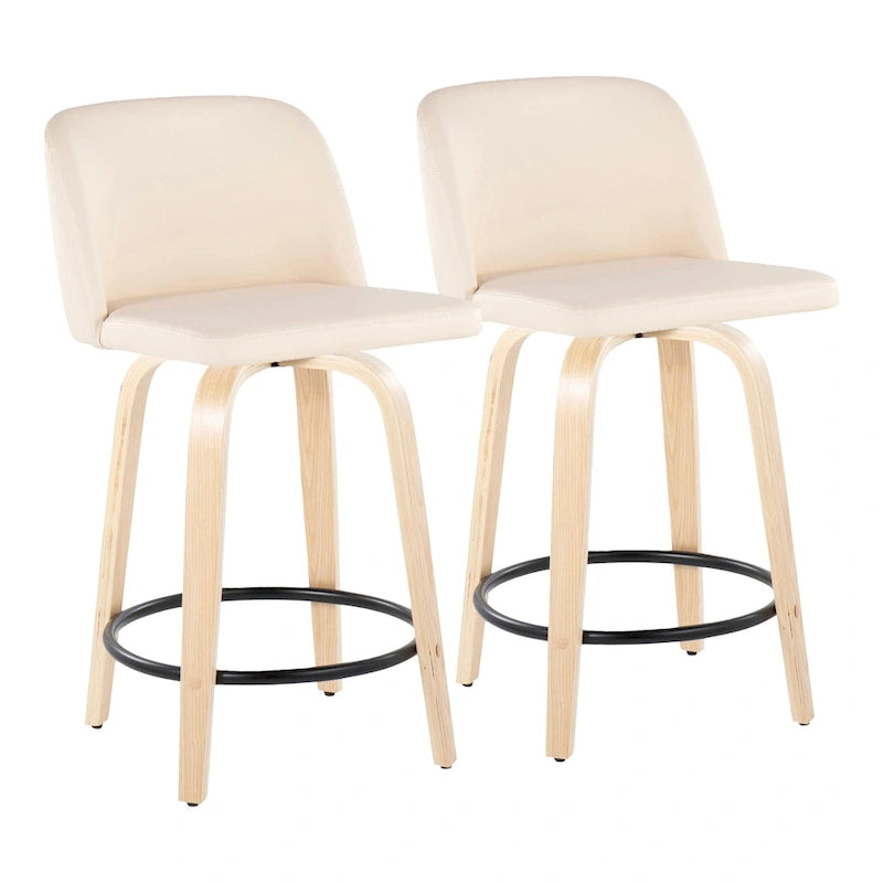 Tabouret de comptoir de 24 po avec base en bois naturel (ensemble de 2)