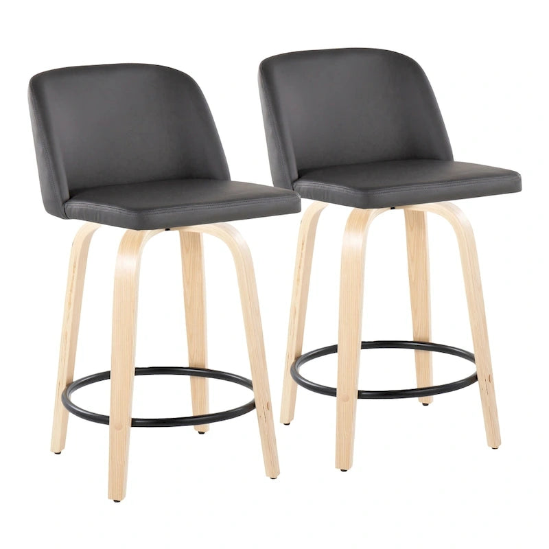Tabouret de comptoir de 24 po avec base en bois naturel (ensemble de 2)