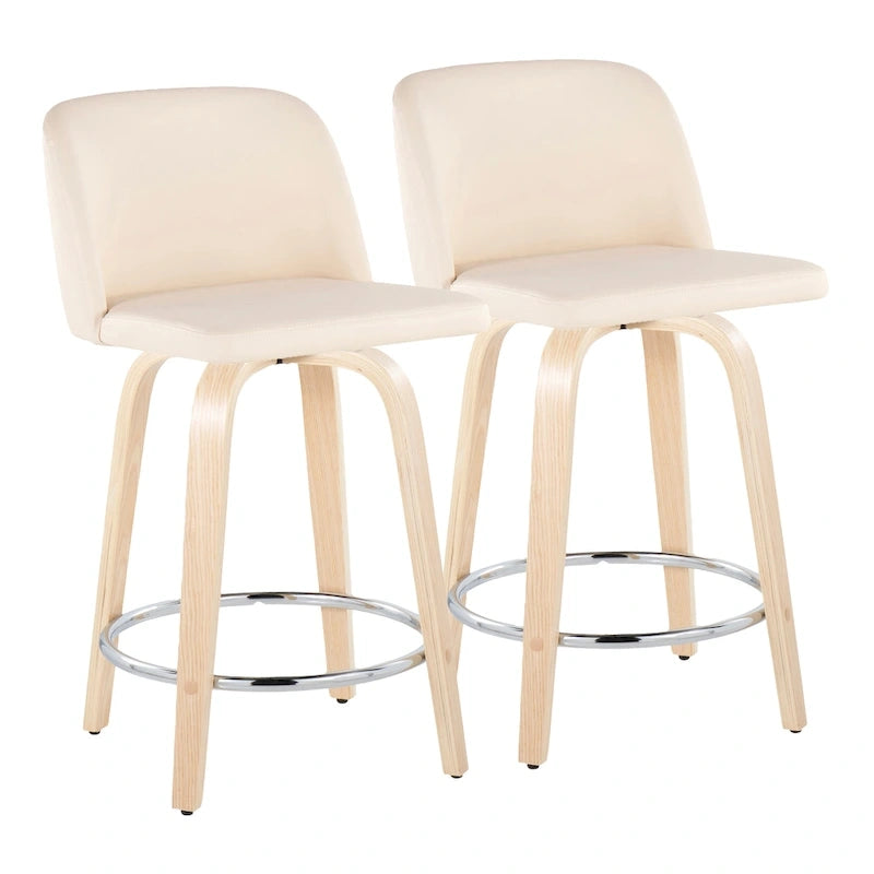Tabouret de comptoir de 24 po avec base en bois naturel (ensemble de 2)