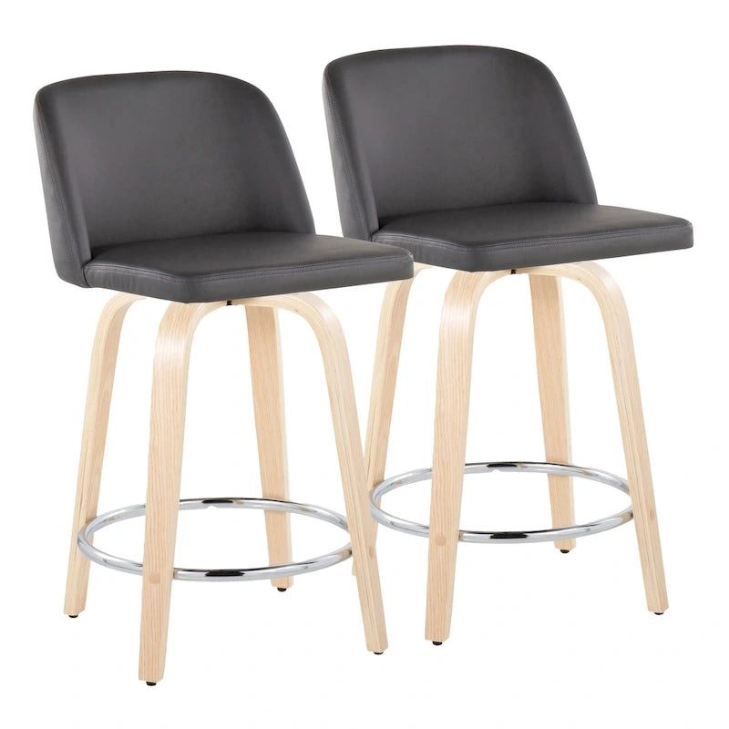 Tabouret de comptoir de 24 po avec base en bois naturel (ensemble de 2)