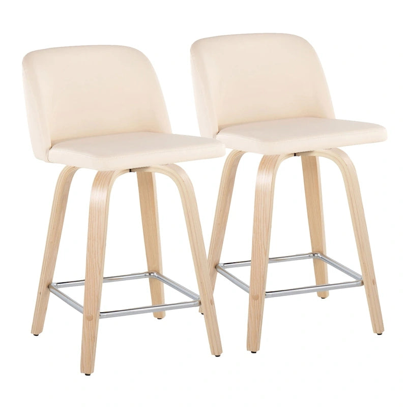 Tabouret de comptoir de 24 po avec base en bois naturel (ensemble de 2)