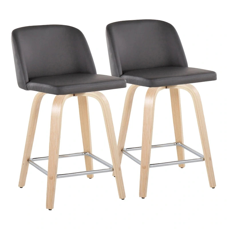 Tabouret de comptoir de 24 po avec base en bois naturel (ensemble de 2)