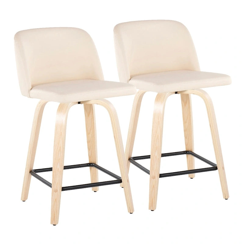 Tabouret de comptoir de 24 po avec base en bois naturel (ensemble de 2)