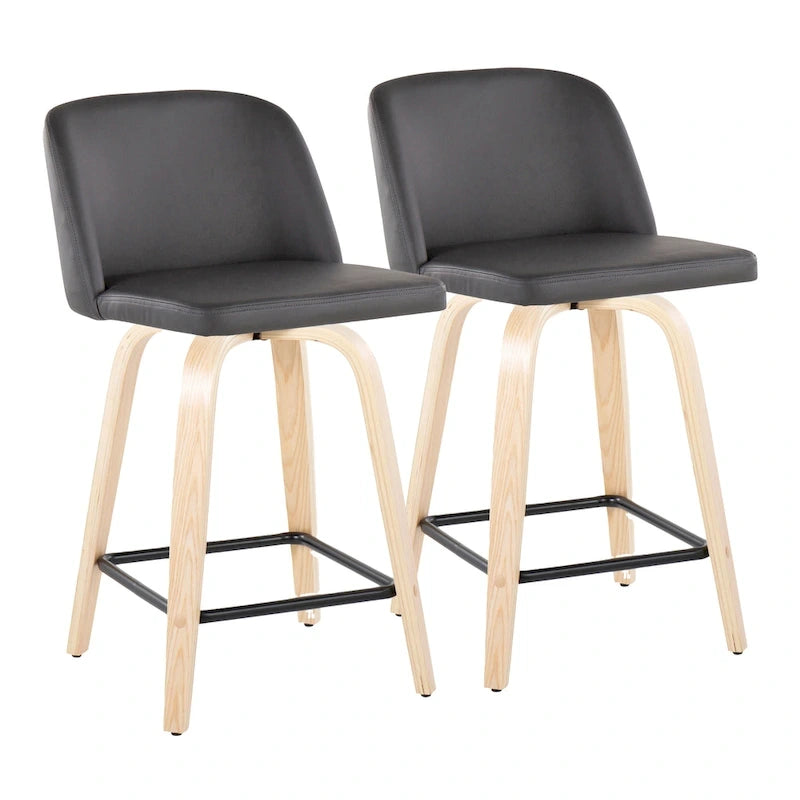 Tabouret de comptoir de 24 po avec base en bois naturel (ensemble de 2)