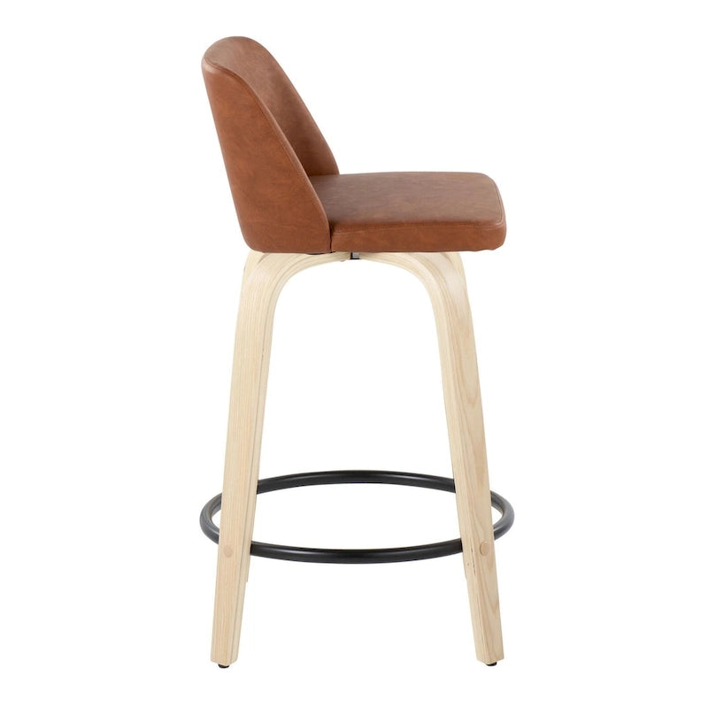 Tabouret de comptoir de 24 po avec base en bois naturel (ensemble de 2)
