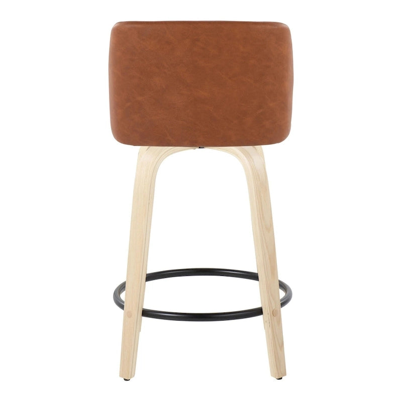 Tabouret de comptoir de 24 po avec base en bois naturel (ensemble de 2)