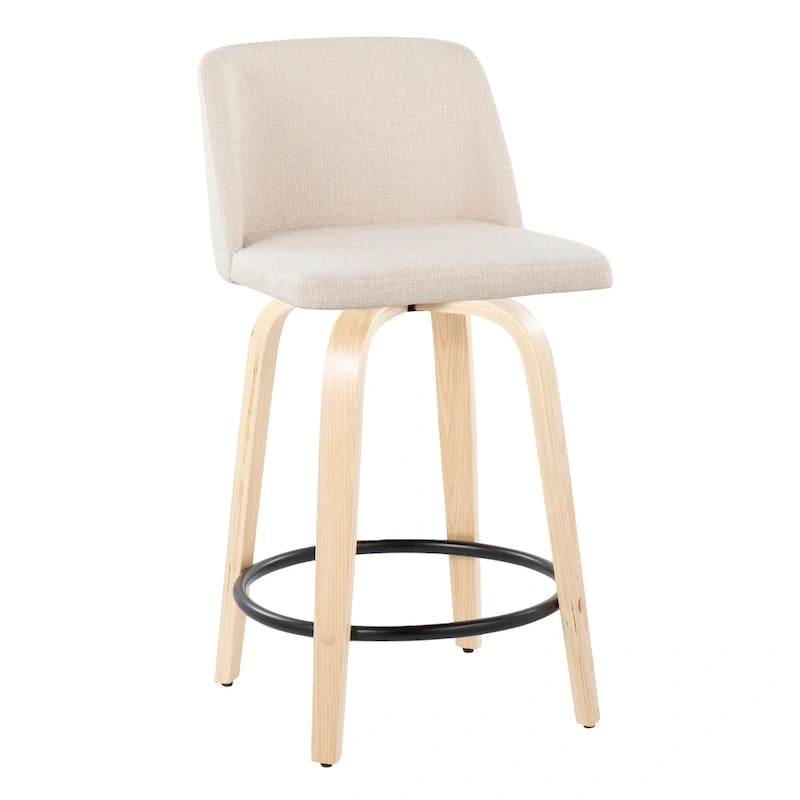 Tabouret de comptoir de 24 po avec base en bois naturel (ensemble de 2)