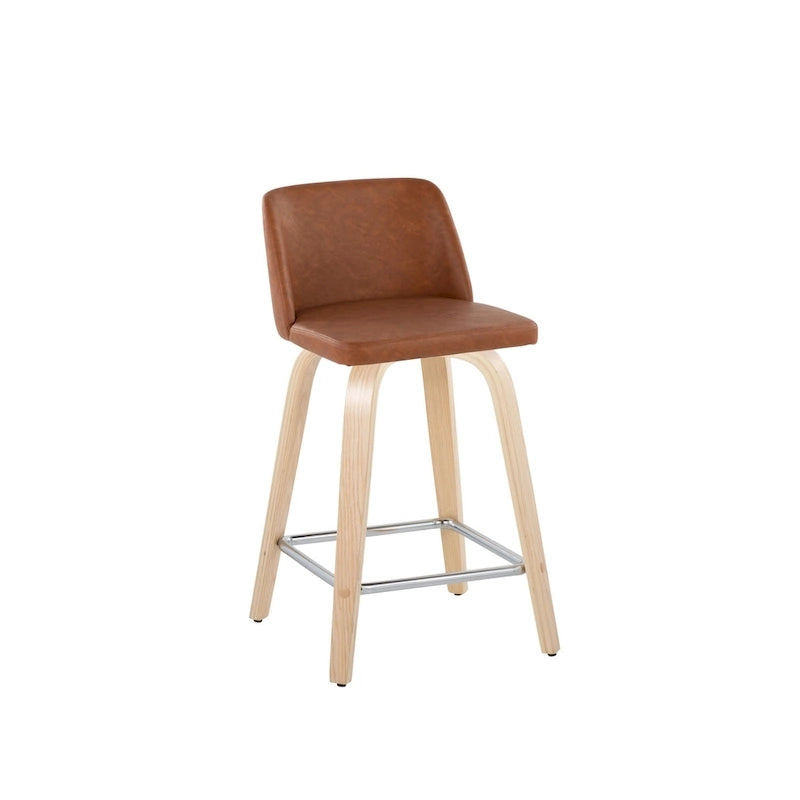 Tabouret de comptoir de 24 po avec base en bois naturel (ensemble de 2)