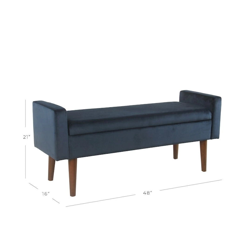 Banc de rangement en velours - Bleu marine foncé