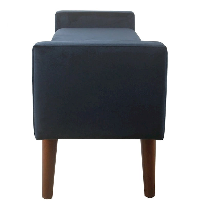 Banc de rangement en velours - Bleu marine foncé