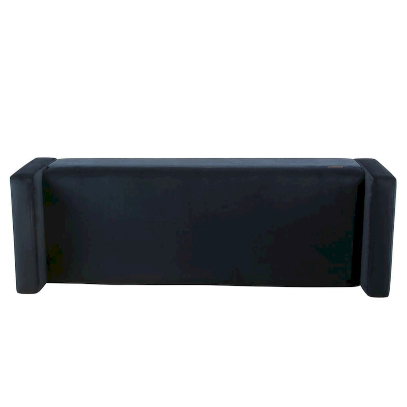 Banc de rangement en velours - Bleu marine foncé